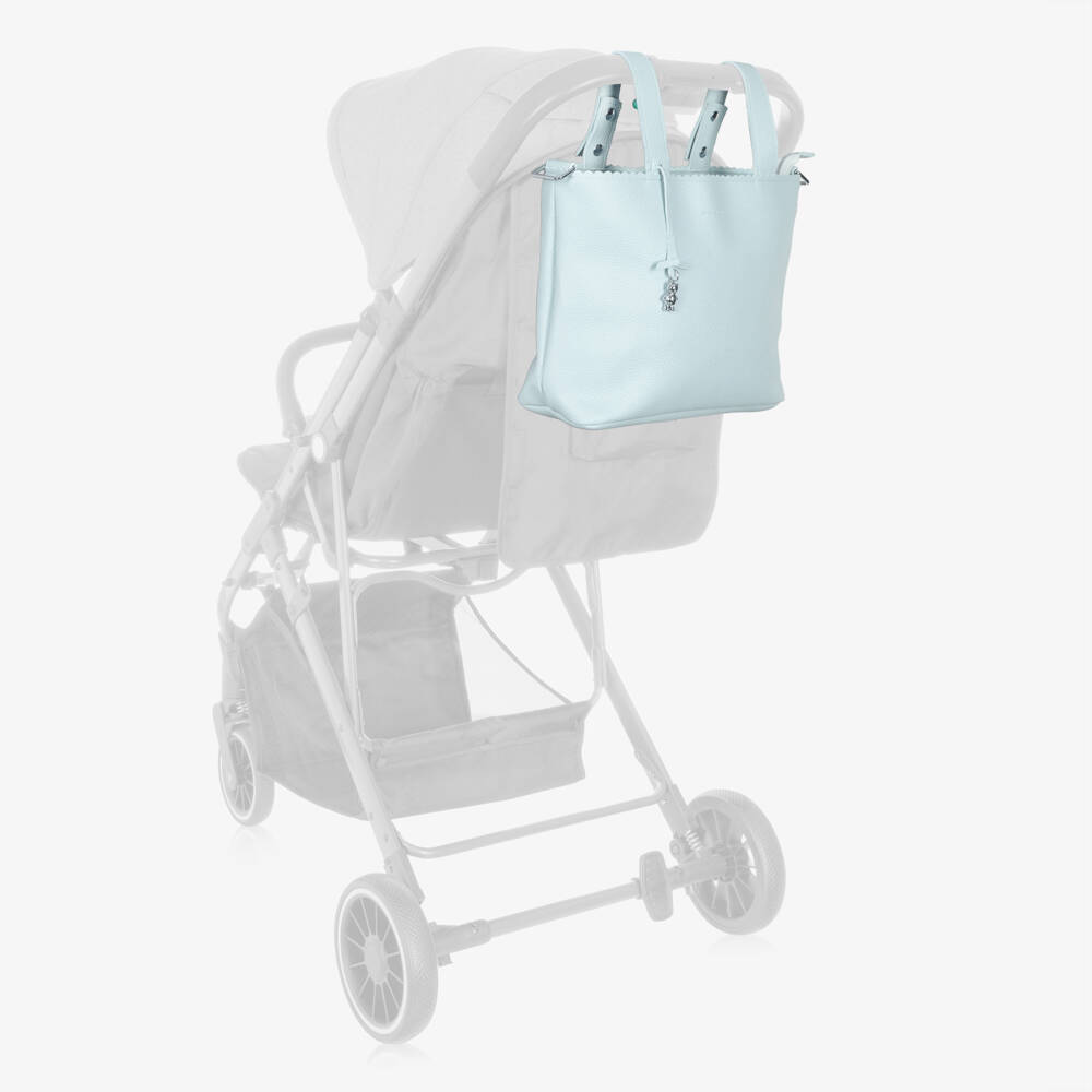 Pasito a Pasito-Blue Faux Leather Stroller Changing Bag (34cm) | Childrensalon