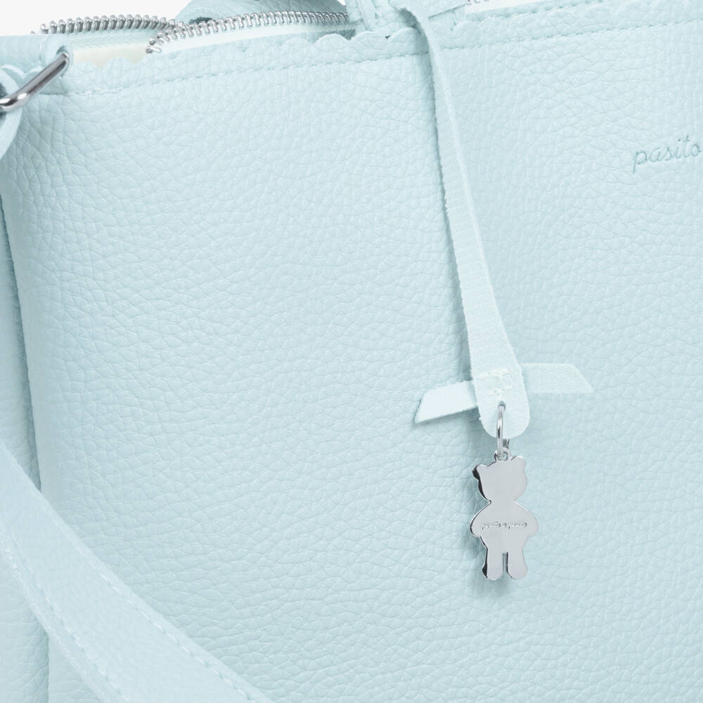 Pasito a Pasito-Blue Faux Leather Stroller Changing Bag (34cm) | Childrensalon