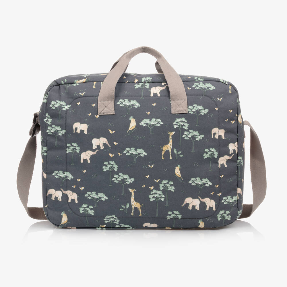 Pasito a Pasito Walking Mum-Blue & Grey Jungle Print Suitcase (49cm) | Childrensalon