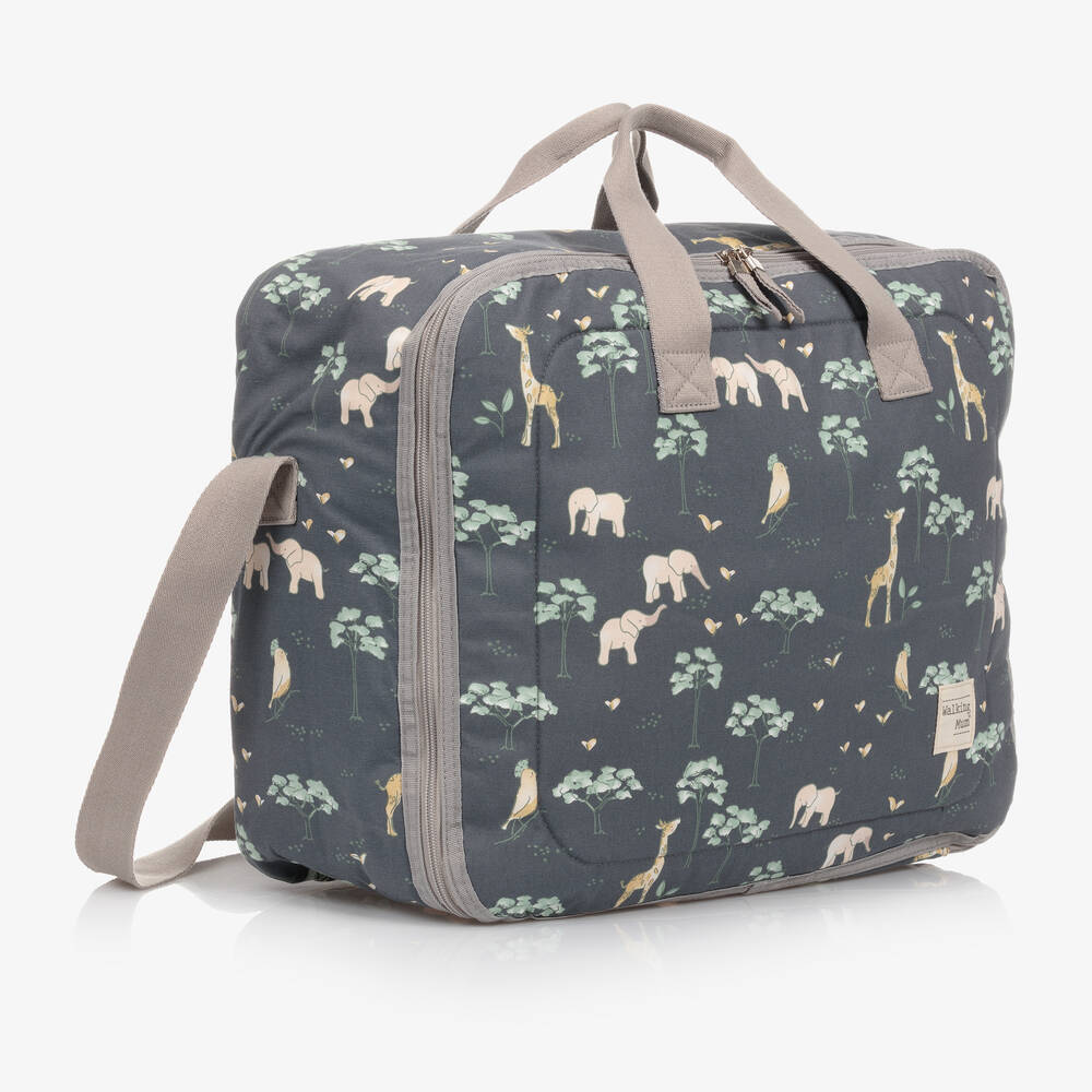 Pasito a Pasito Walking Mum-Blue & Grey Jungle Print Suitcase (49cm) | Childrensalon