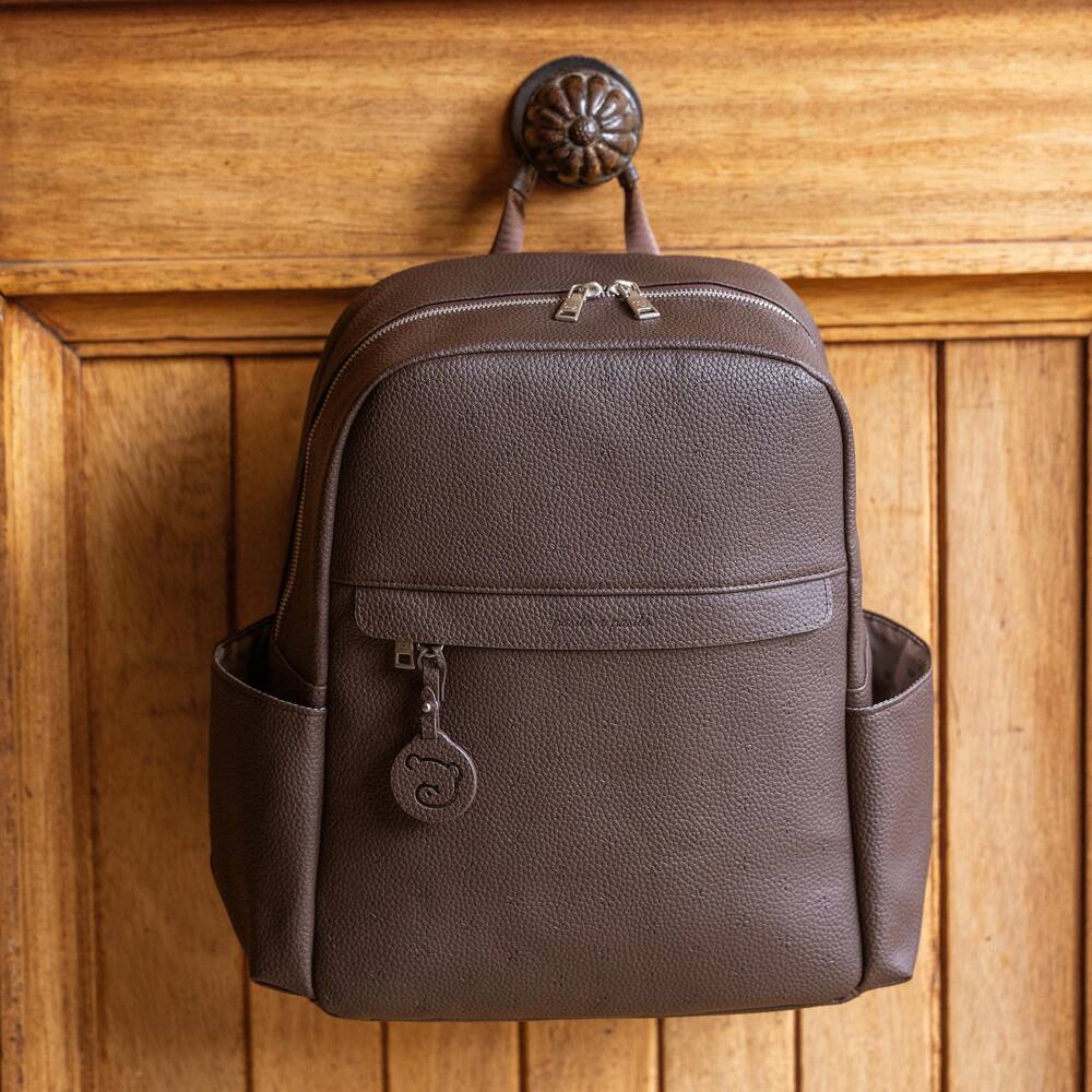 Pasito a Pasito-Brown Faux Leather London Changing Backpack (38cm) | Childrensalon