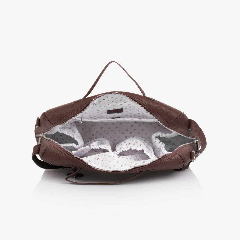 Pasito a Pasito-Burgundy Red Faux Leather London Changing Bag (37cm) | Childrensalon