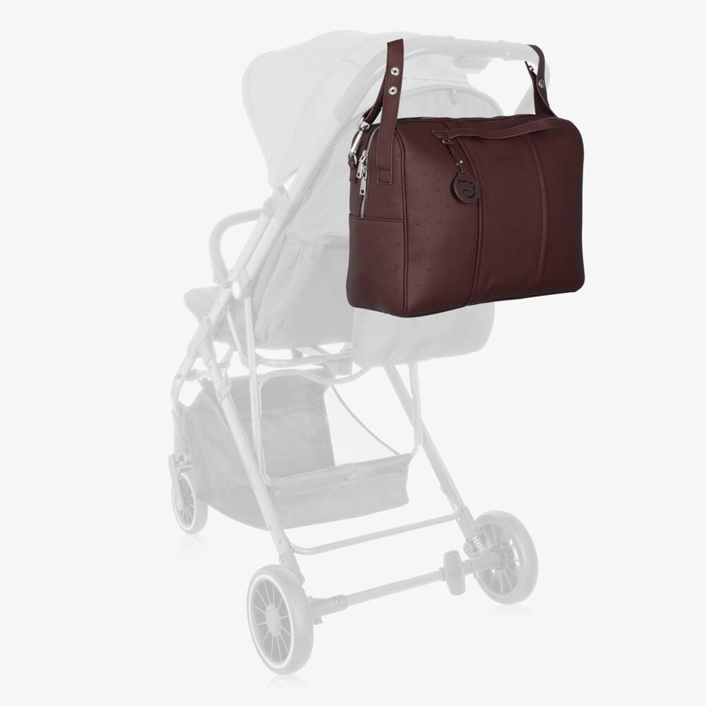 Pasito a Pasito-Burgundy Red Faux Leather London Changing Bag (37cm) | Childrensalon
