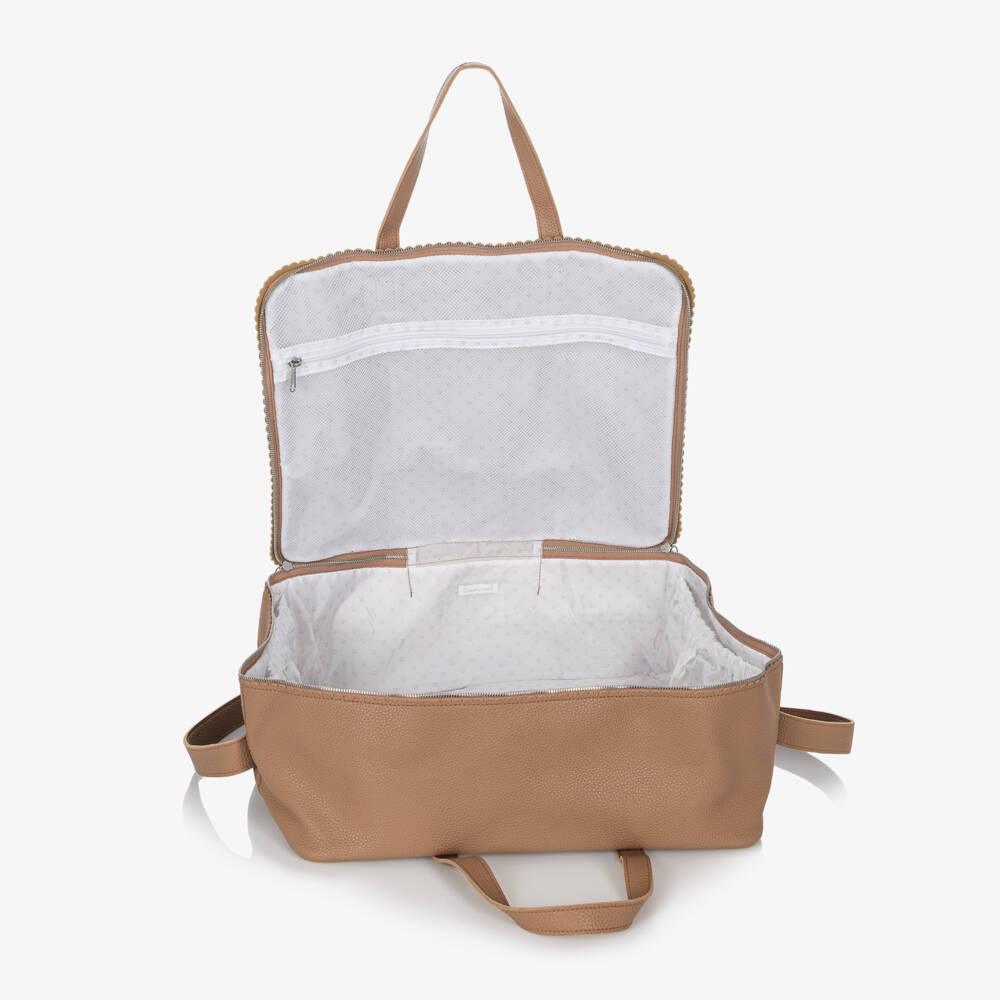Pasito a Pasito-Camel Brown Faux Leather Maternity Bag (45cm) | Childrensalon