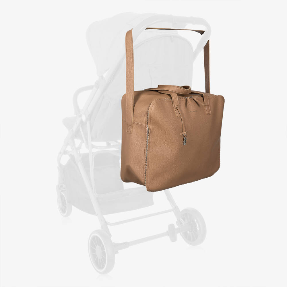 Pasito a Pasito-Camel Brown Faux Leather Maternity Bag (45cm) | Childrensalon