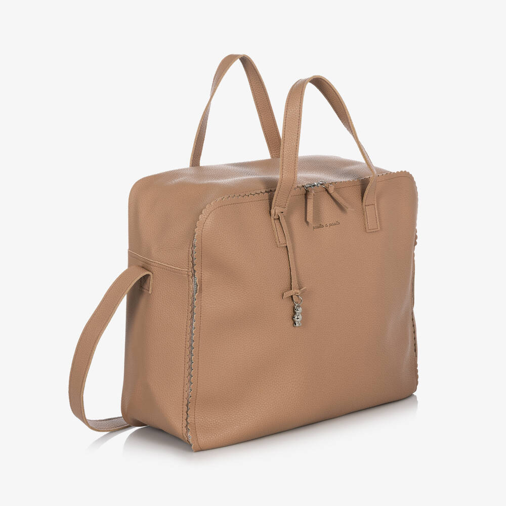 Pasito a Pasito-Camel Brown Faux Leather Maternity Bag (45cm) | Childrensalon