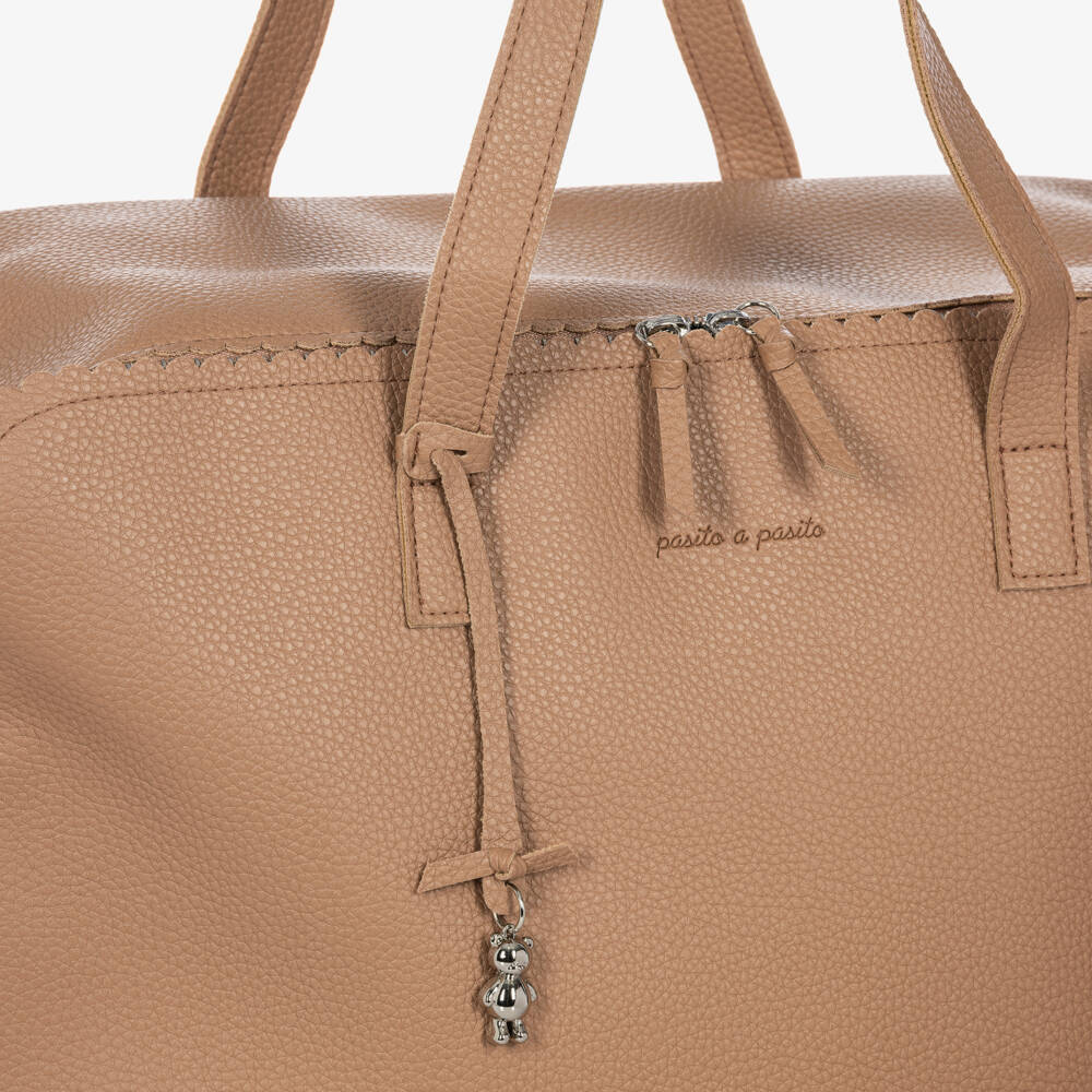 Pasito a Pasito-Camel Brown Faux Leather Maternity Bag (45cm) | Childrensalon