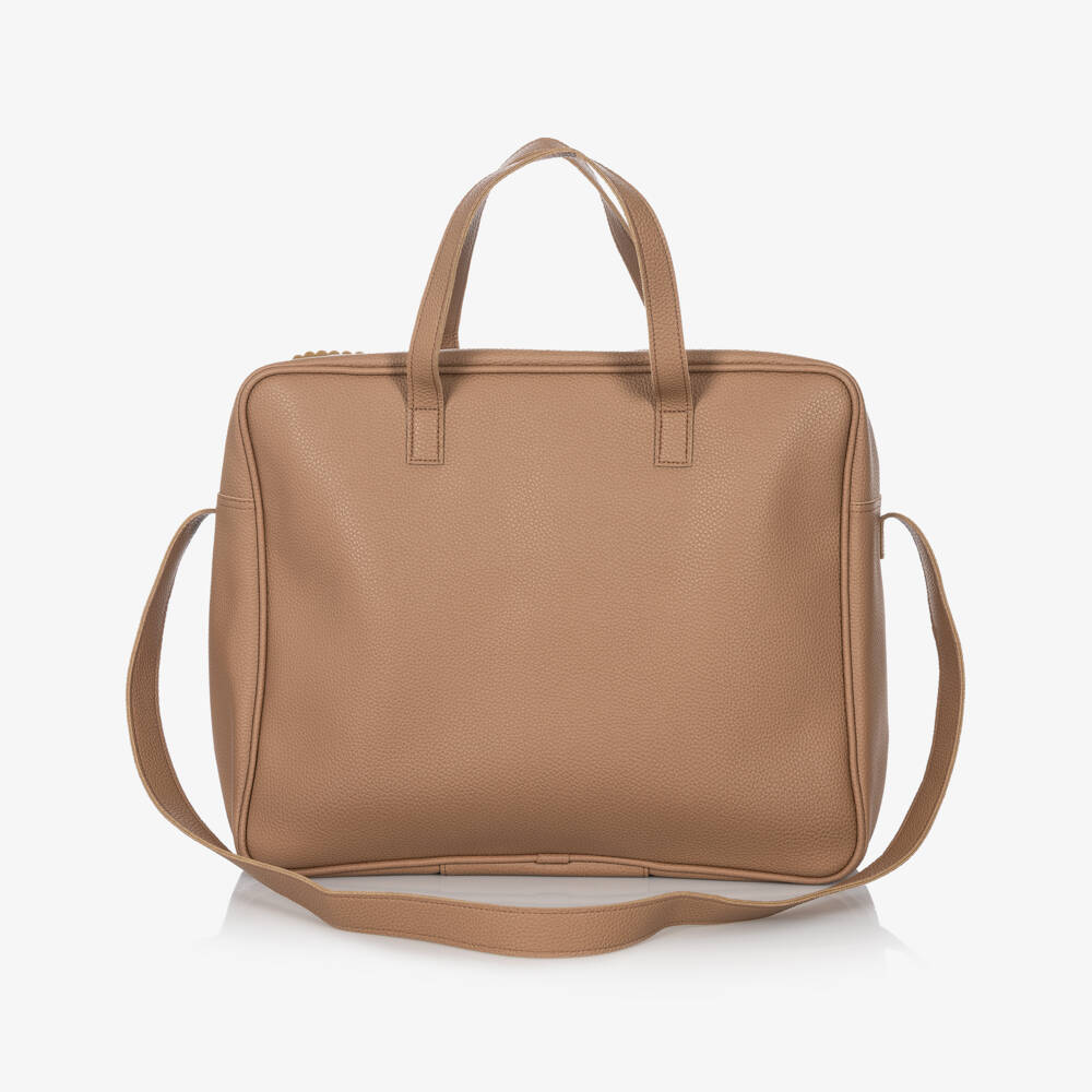 Pasito a Pasito-Camel Brown Faux Leather Maternity Bag (45cm) | Childrensalon