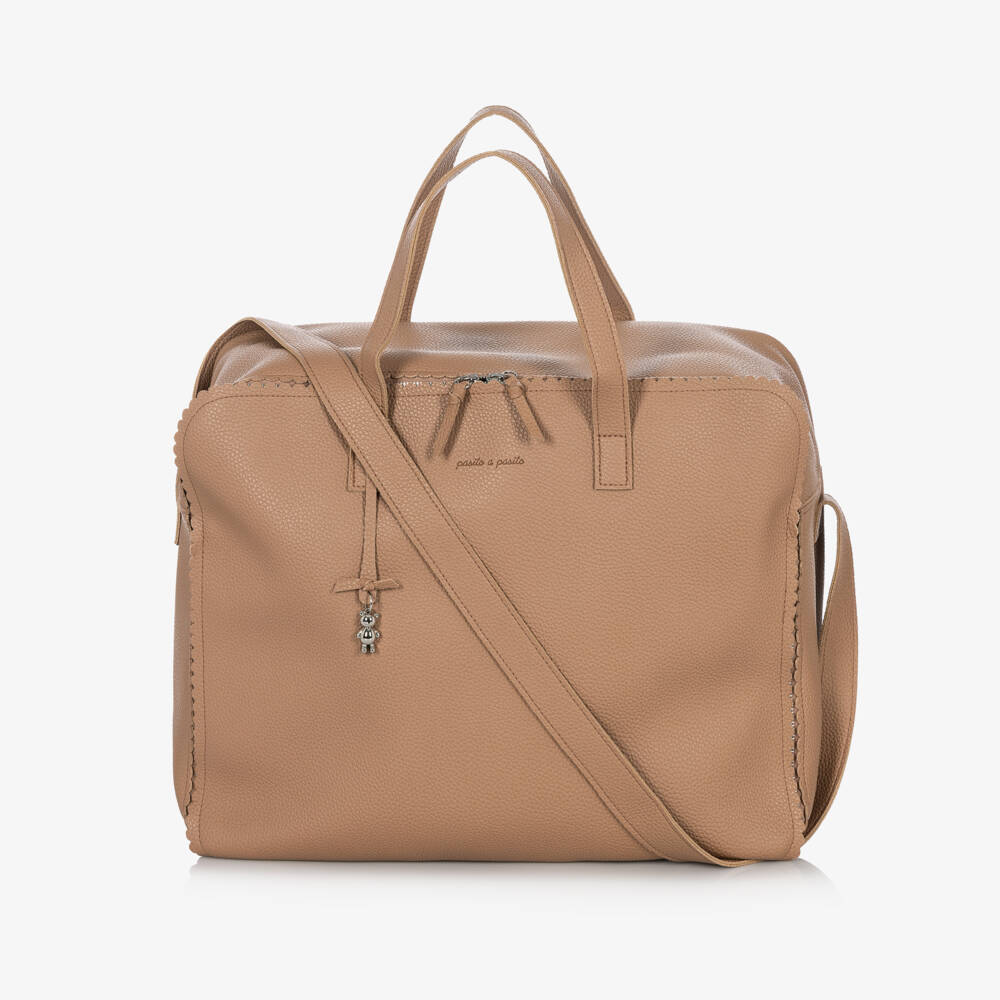 Pasito a Pasito-Camel Brown Faux Leather Maternity Bag (45cm) | Childrensalon