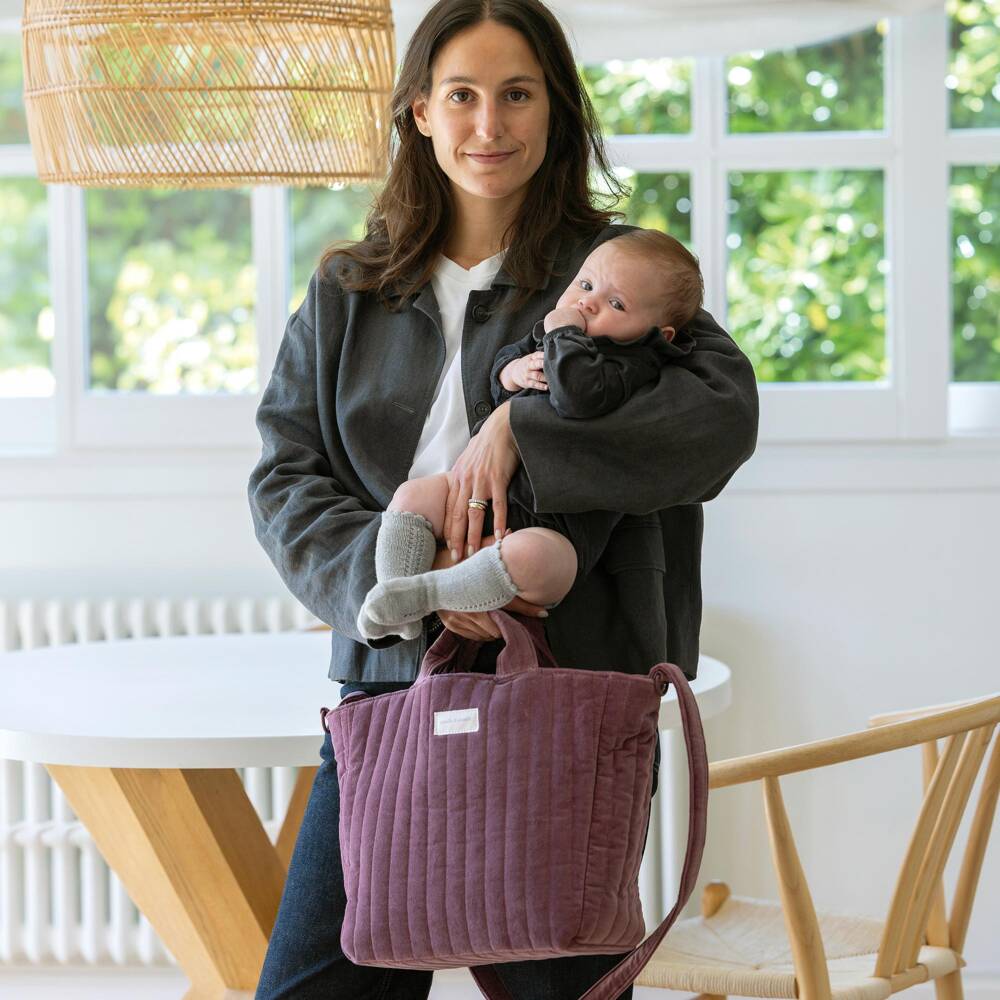 Pasito a Pasito-Cherry Velvet Changing Bag (37cm) | Childrensalon