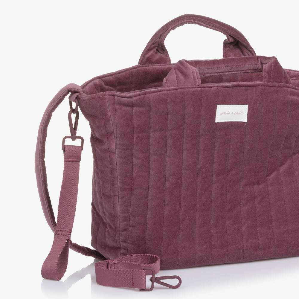 Pasito a Pasito-Cherry Velvet Changing Bag (37cm) | Childrensalon