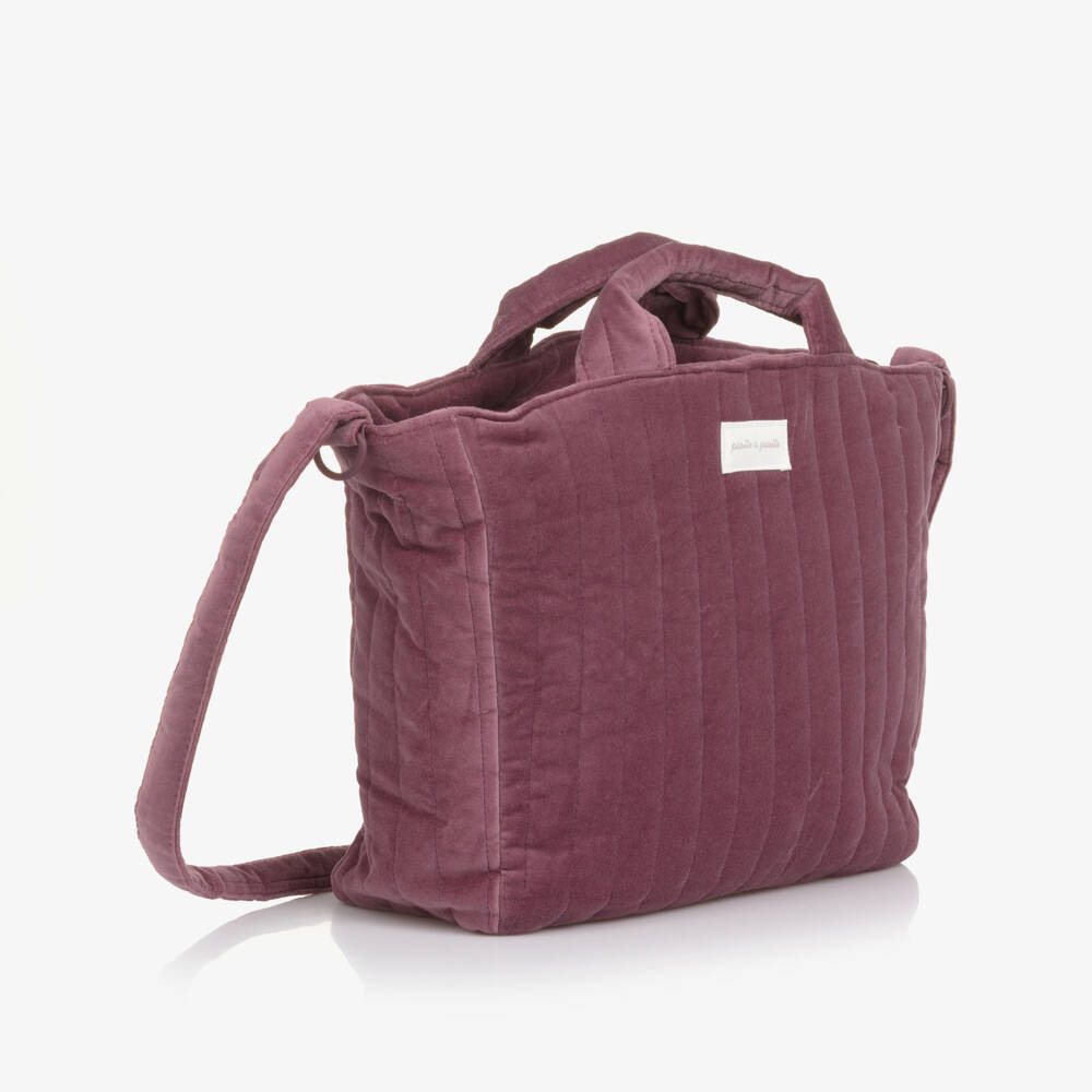 Pasito a Pasito-Cherry Velvet Changing Bag (37cm) | Childrensalon