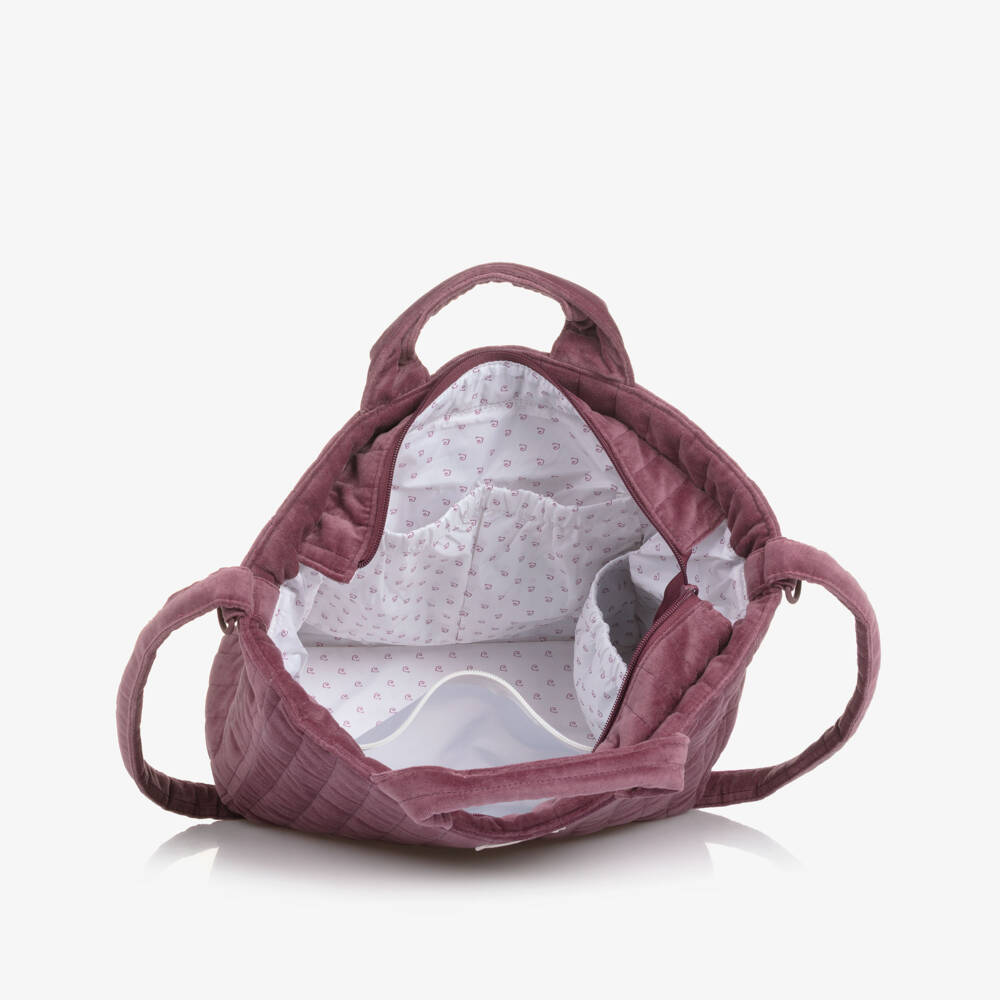 Pasito a Pasito-Cherry Velvet Changing Bag (37cm) | Childrensalon