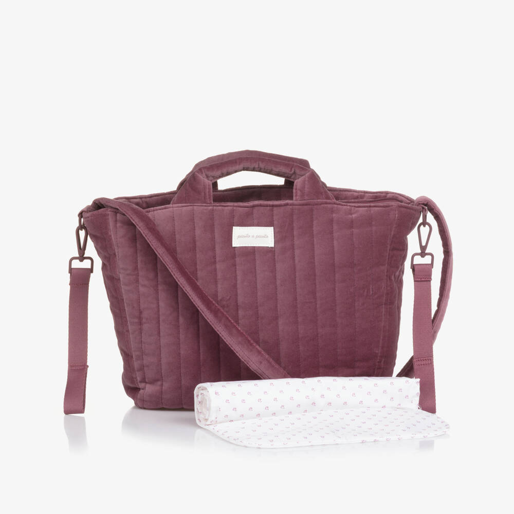Pasito a Pasito-Cherry Velvet Changing Bag (37cm) | Childrensalon