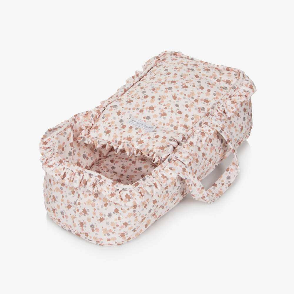 Pasito a Pasito-سرير لحمل الدمية بطبعة ورود لون عاجي للبنات (46 سم) | Childrensalon