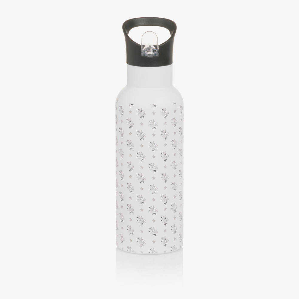 Pasito a Pasito Walking Mum-Girls White Insulated Drinks Bottle with Floral Print (25cm) | Childrensalon