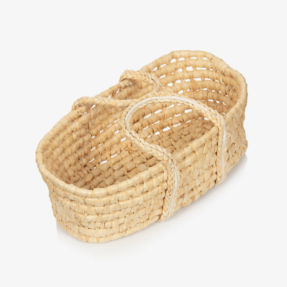 Pasito a Pasito-Girls Wicker Dolls Moses Basket with Floral Lining (48cm) | Childrensalon