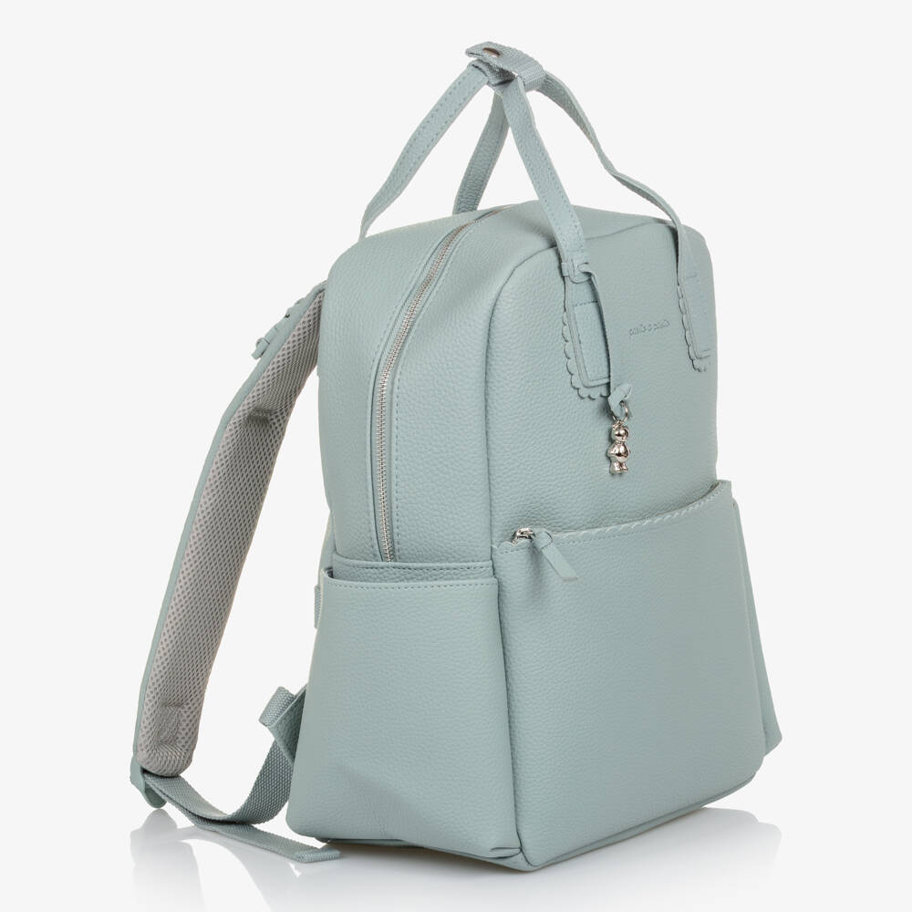 Pasito a Pasito-Green Faux Leather Changing Backpack (38cm) | Childrensalon