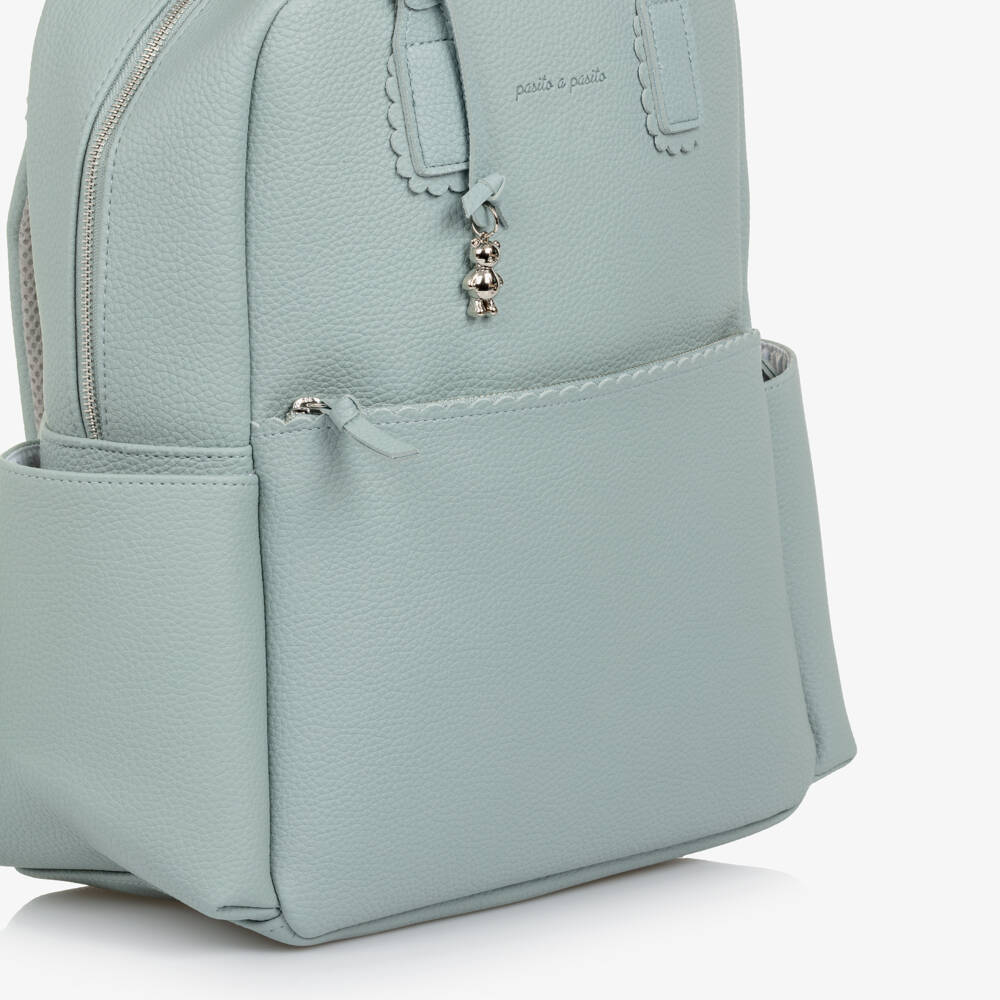 Pasito a Pasito-Green Faux Leather Changing Backpack (38cm) | Childrensalon