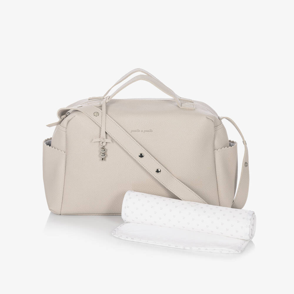 Pasito a Pasito-Grey Faux Leather Baby Changing Bag (43cm) | Childrensalon