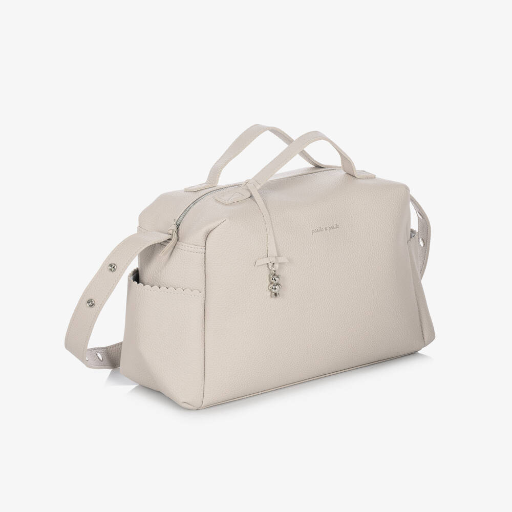 Pasito a Pasito-Grey Faux Leather Baby Changing Bag (43cm) | Childrensalon