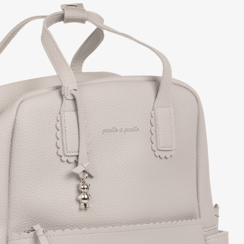 Pasito a Pasito Walking Mum-Grey Faux Leather Changing Backpack (38cm) | Childrensalon