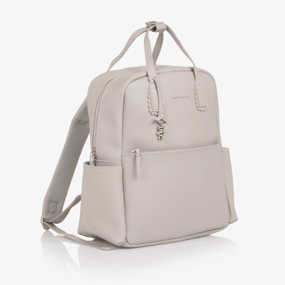 Pasito a Pasito Walking Mum-Grey Faux Leather Changing Backpack (38cm) | Childrensalon