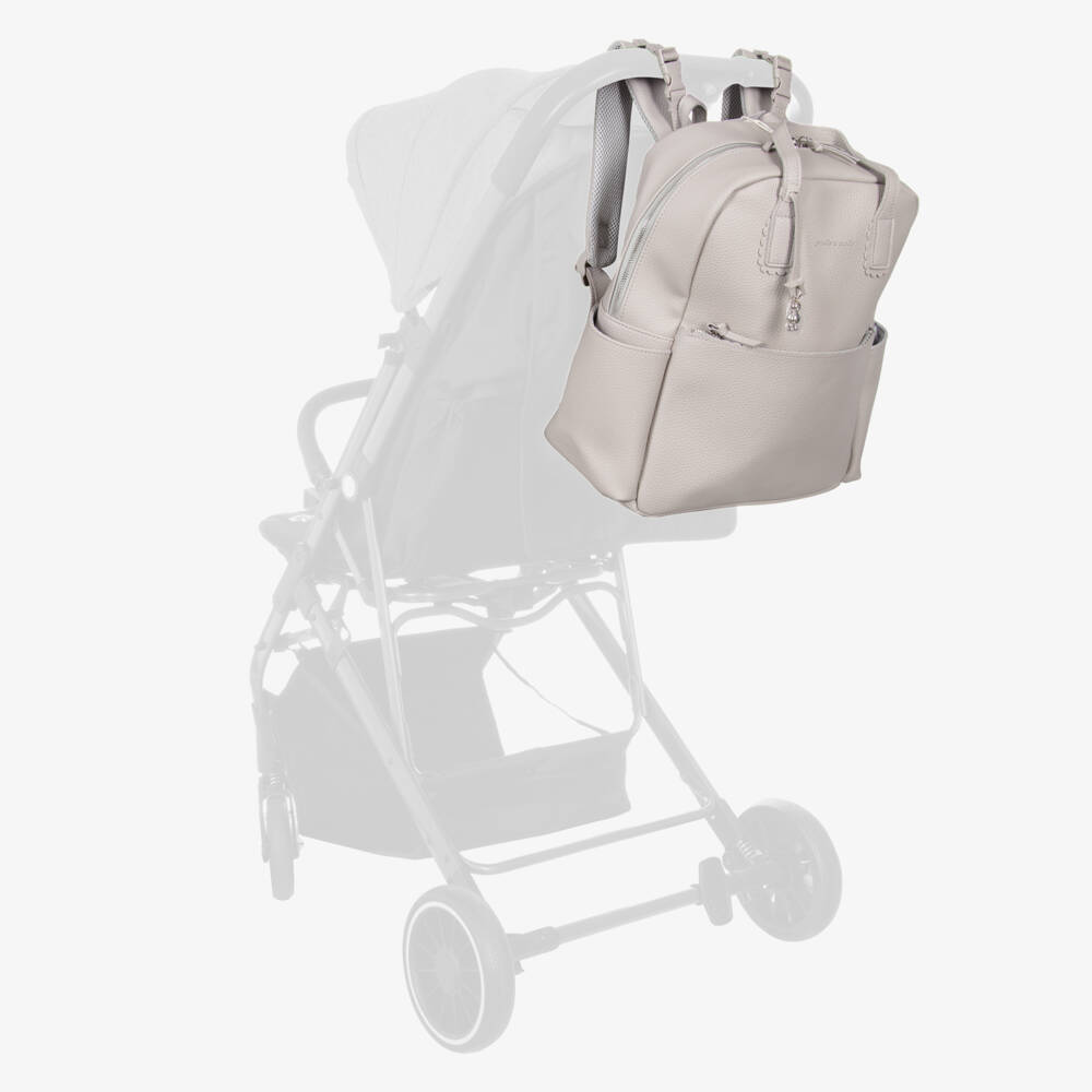 Pasito a Pasito Walking Mum-Grey Faux Leather Changing Backpack (38cm) | Childrensalon