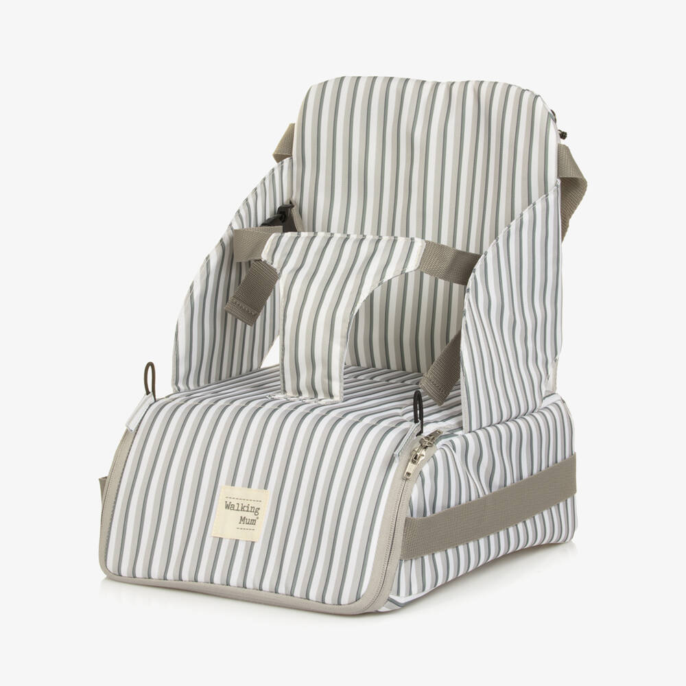 Pasito a Pasito Walking Mum-Grey Striped Portable Highchair | Childrensalon