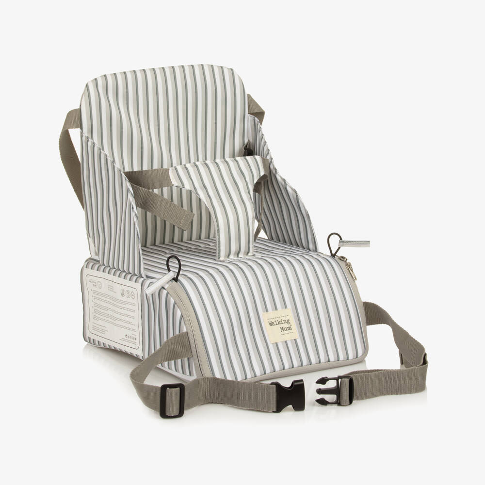 Pasito a Pasito Walking Mum-Grey Striped Portable Highchair | Childrensalon