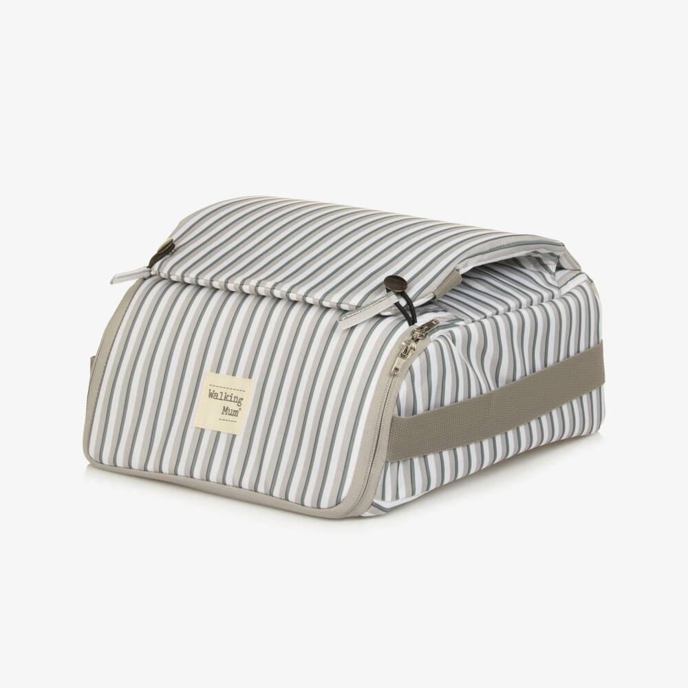 Pasito a Pasito Walking Mum-Grey Striped Portable Highchair | Childrensalon