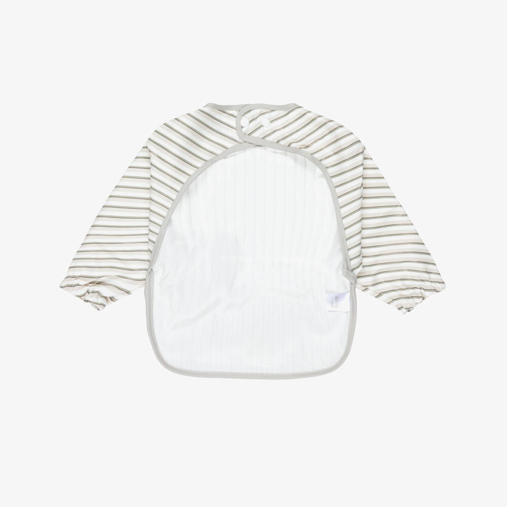 Pasito a Pasito Walking Mum-Grey Striped Waterproof Apron Bib | Childrensalon