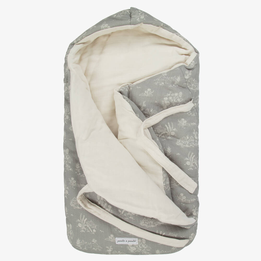 Pasito a Pasito-Grey Toile De Jouy Baby Nest (70cm)  | Childrensalon