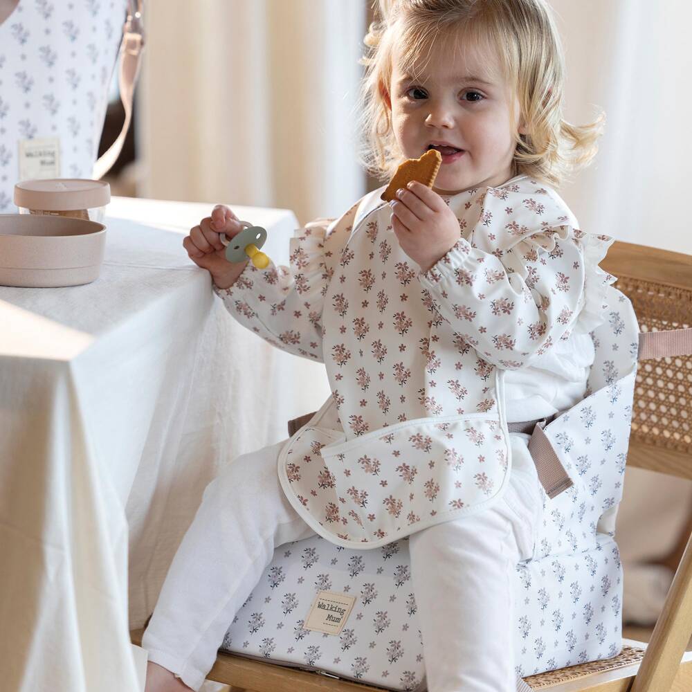 Pasito a Pasito Walking Mum-Ivory & Beige Floral Portable Highchair | Childrensalon