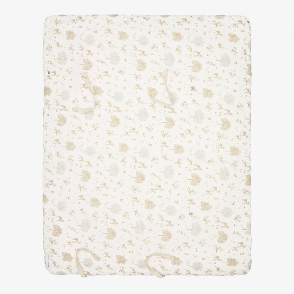 Pasito a Pasito-Ivory & Beige Muslin Printed Baby Nest (71cm) | Childrensalon