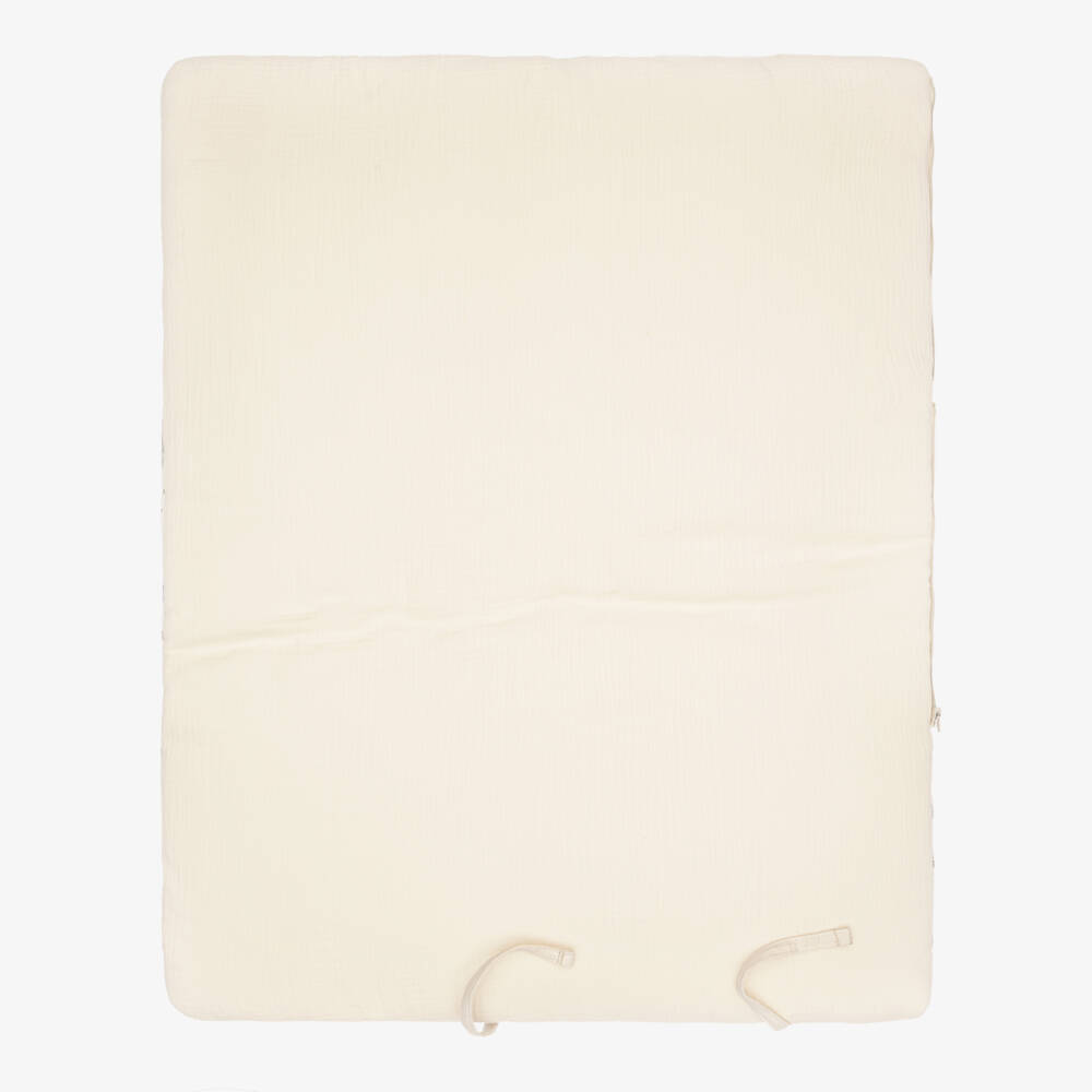 Pasito a Pasito-Ivory & Beige Muslin Printed Baby Nest (71cm) | Childrensalon