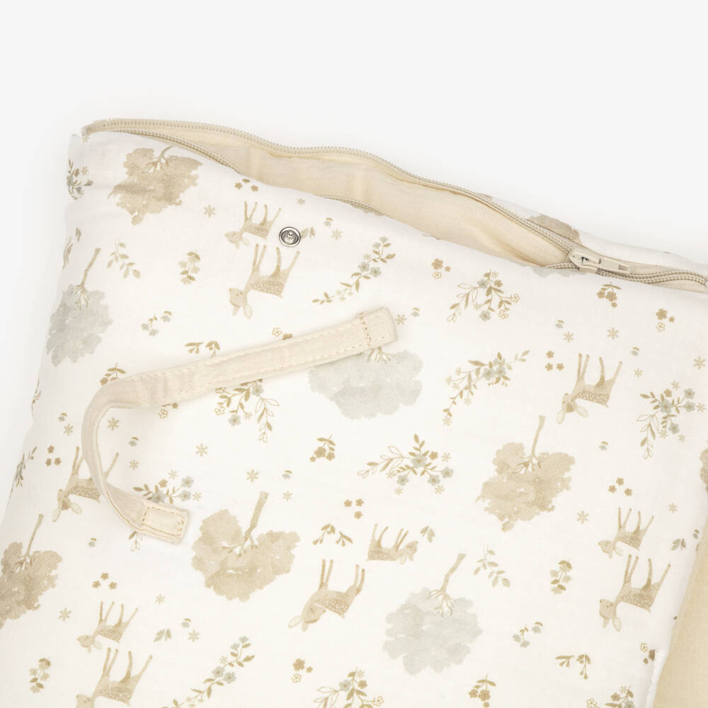 Pasito a Pasito-Ivory & Beige Muslin Printed Baby Nest (71cm) | Childrensalon