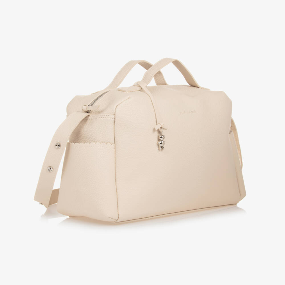 Pasito a Pasito-Ivory Faux Leather Baby Changing Bag (41cm) | Childrensalon