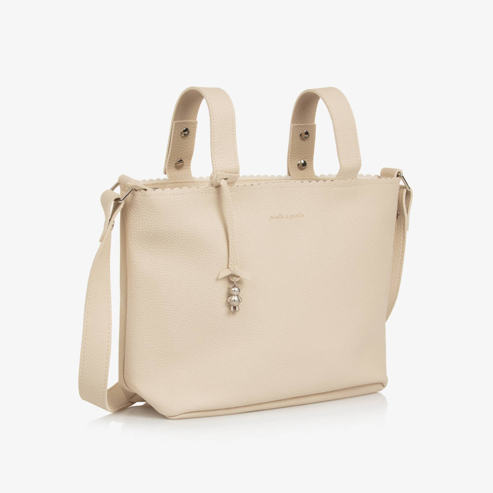 Pasito a Pasito-Ivory Faux Leather Changing Bag (39cm) | Childrensalon