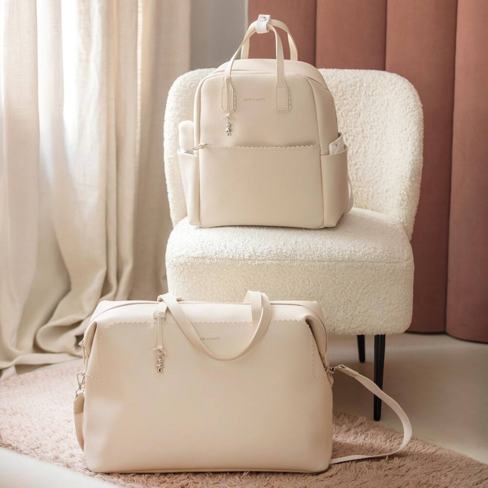 Pasito a Pasito-Ivory Faux Leather Weekend Changing Bag (50cm) | Childrensalon