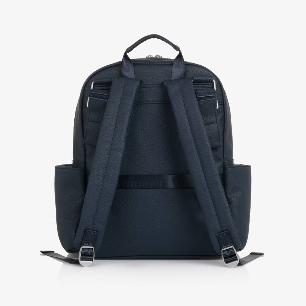 Pasito a Pasito-Navy Blue Faux Leather London Changing Backpack (38cm) | Childrensalon