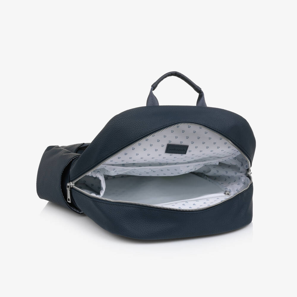 Pasito a Pasito-Navy Blue Faux Leather London Changing Backpack (38cm) | Childrensalon