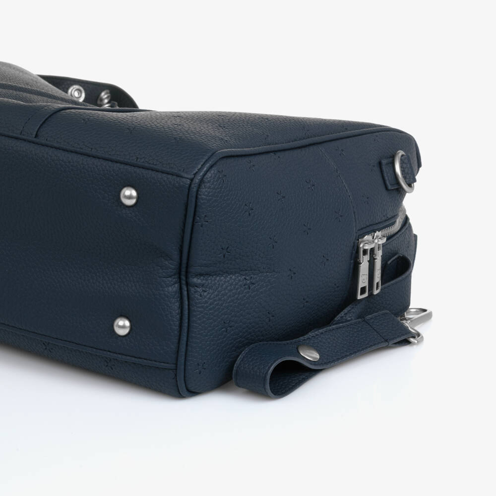 Pasito a Pasito-Navy Blue Faux Leather London Changing Bag (37cm) | Childrensalon