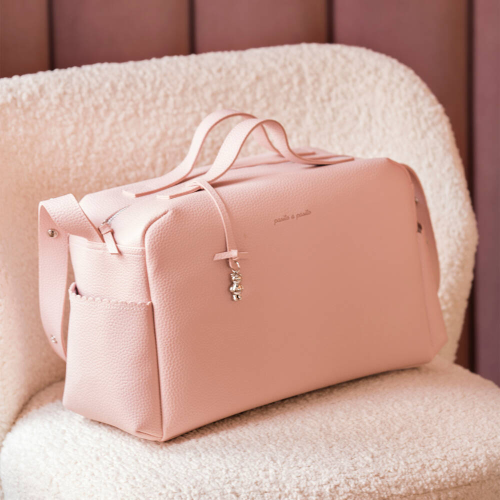 Pasito a Pasito-حقيبة تغيير جلد صناعي لون زهري فاتح (41 سم) | Childrensalon