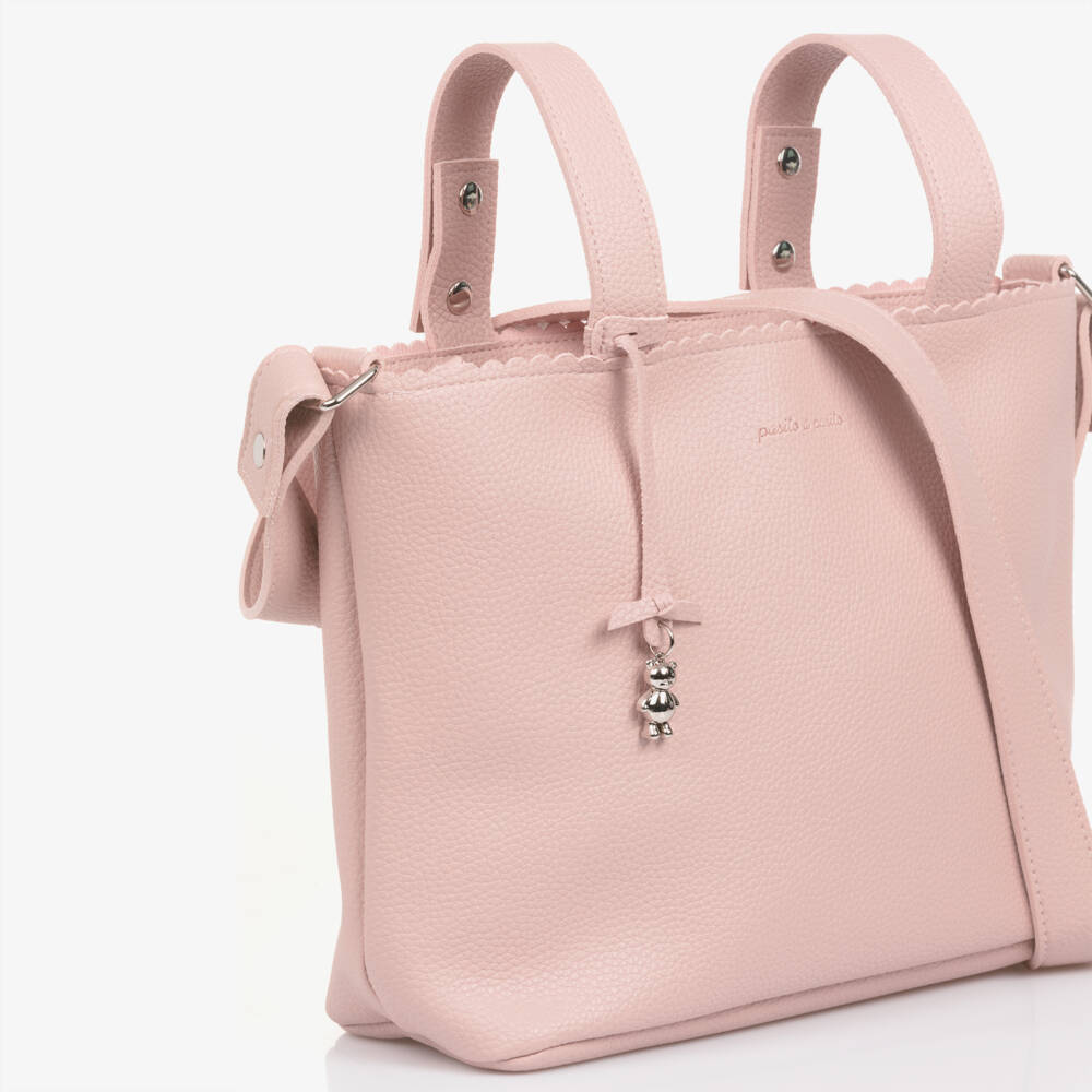 Pasito a Pasito-Pink Faux Leather Stroller Changing Bag (34cm) | Childrensalon