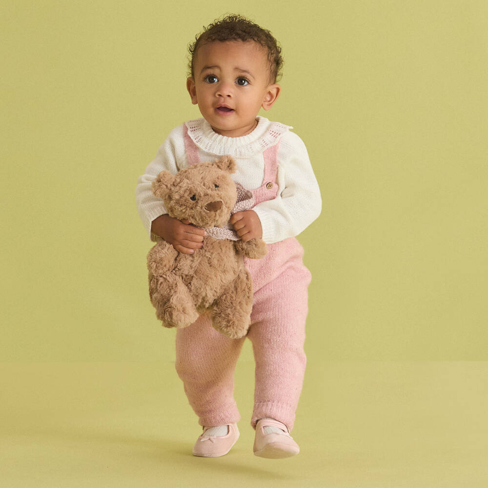 Pasito a Pasito Walking Mum-Plush Teddy Bear with Pink Knitted Collar (26cm) | Childrensalon