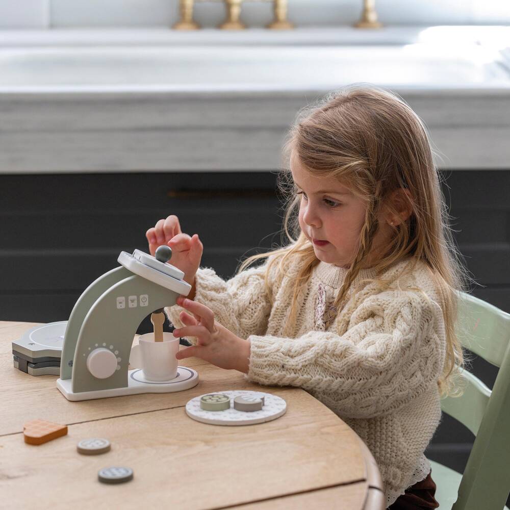 Pasito a Pasito-Sage Green Wooden Coffee Machine Toy (15cm) | Childrensalon