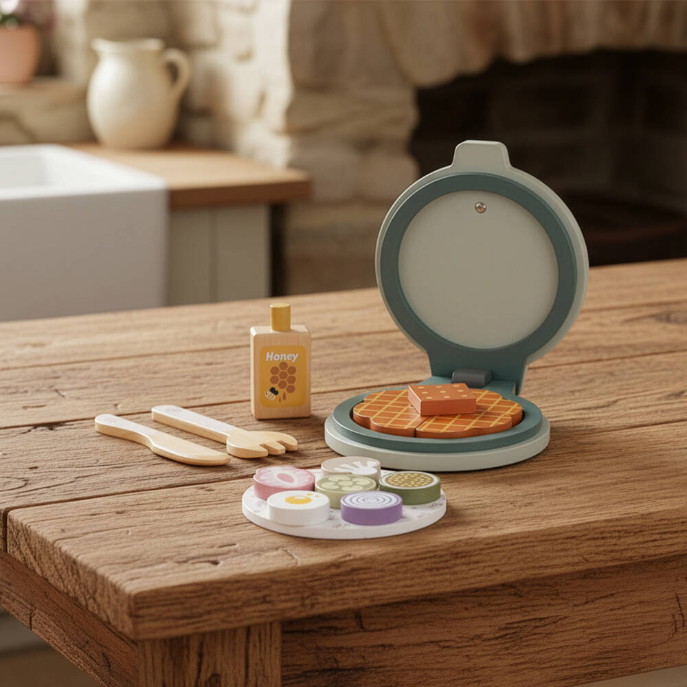 Pasito a Pasito-لعبة ماكينة وافل خشب لون أخضر فاتح (16 سم) | Childrensalon