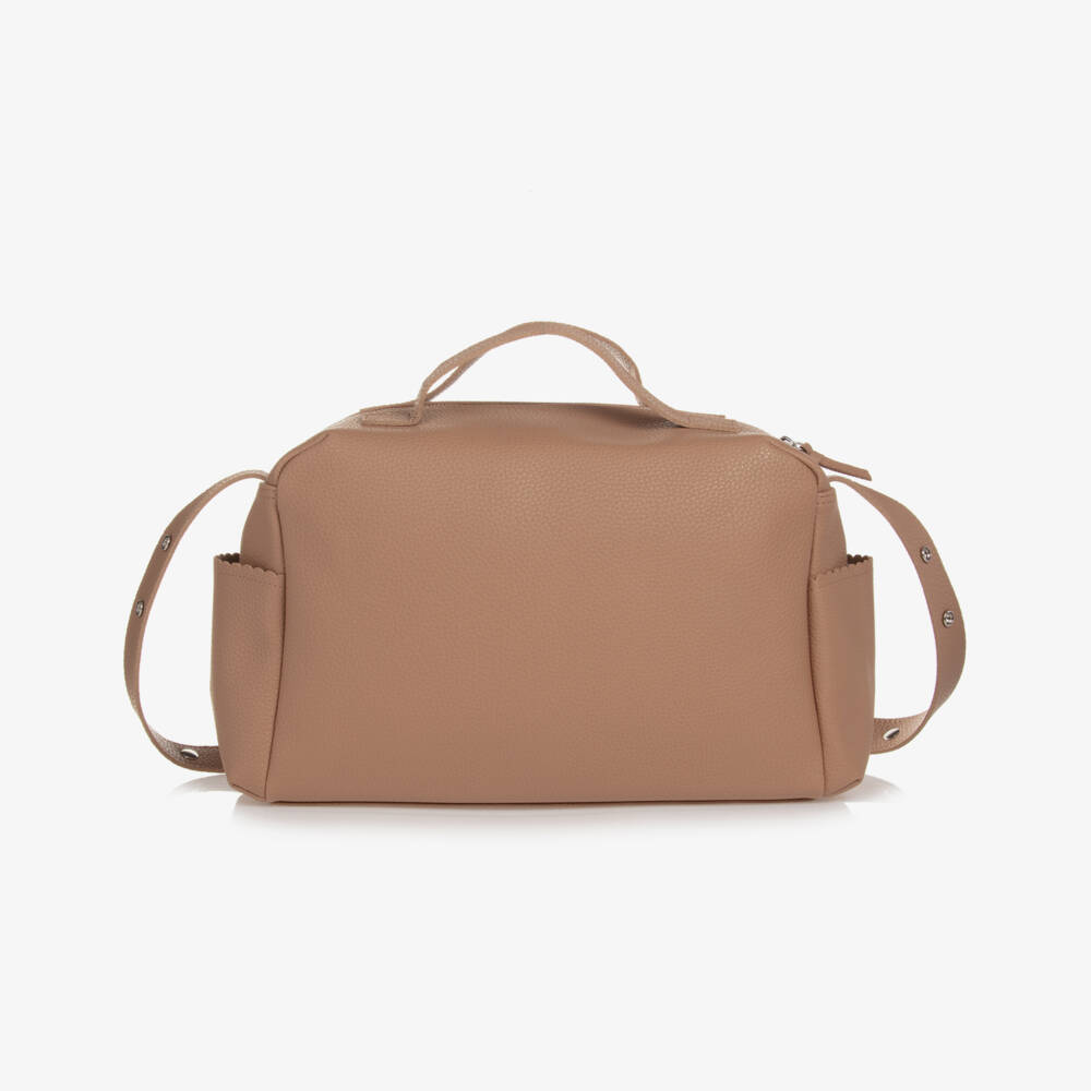 Pasito a Pasito-Tan Brown Faux Leather Baby Changing Bag (41cm) | Childrensalon