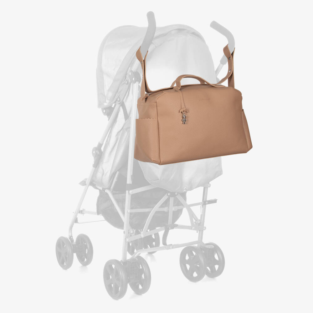 Pasito a Pasito-Tan Brown Faux Leather Baby Changing Bag (41cm) | Childrensalon